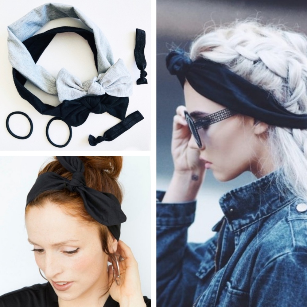 NWT! Black and Gray Butterfly Headbands